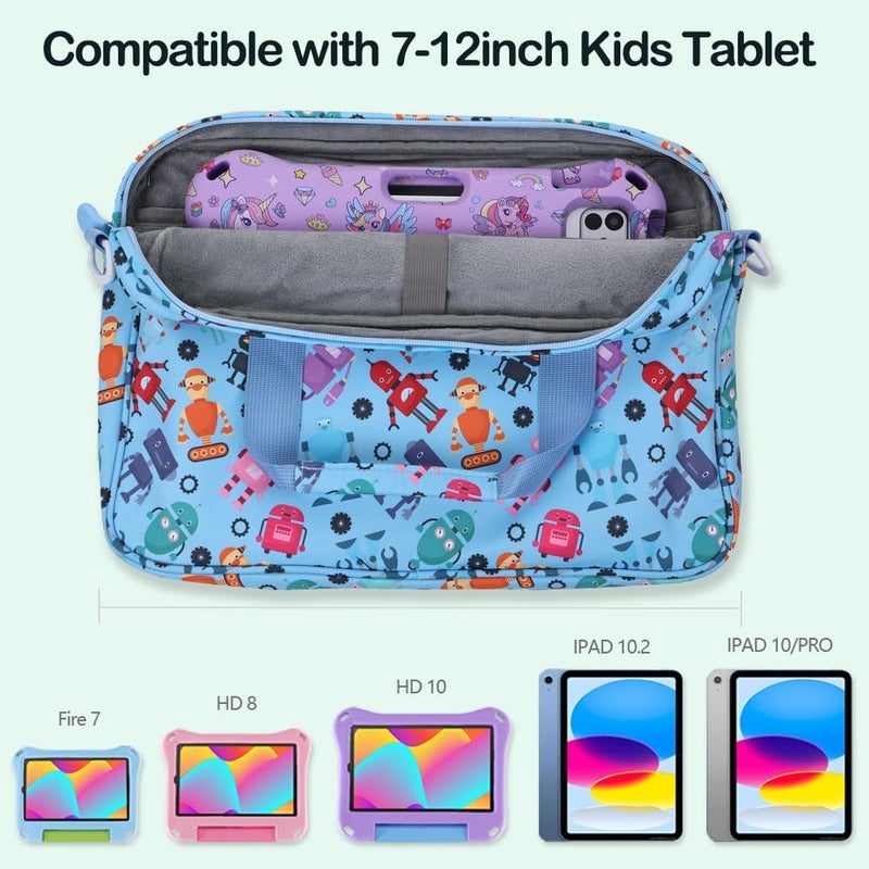 FunnyWin Kids Tablet Bag for Boy Girl Toddler Carrying Tablet Sleeve Carrying with Handle Shoulder Strap 13 inch - Image 2